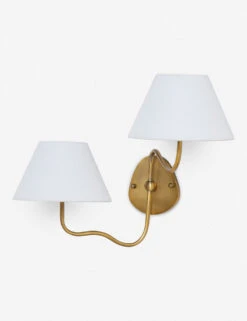 Magdalene Double Sconce -Luminous Living MagdaleneDoubleSconceBrass WhiteShade 0018